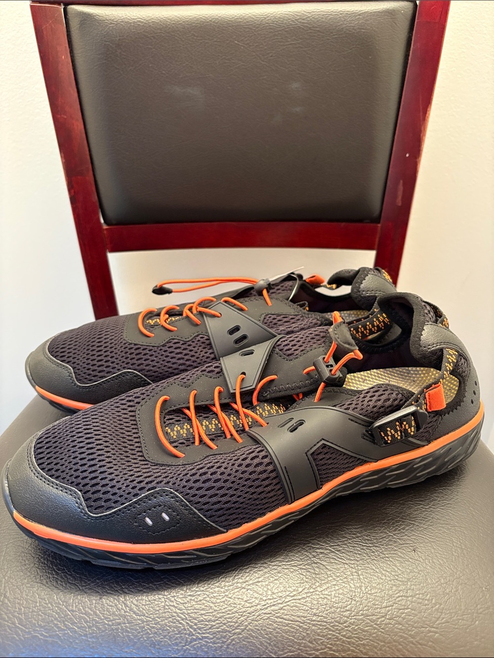 New Men's Kricely Black & Orange Mesh Water Shoes Sneakers Size 12
